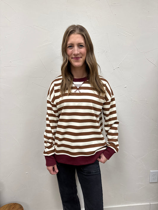 Color Contrast Stripe Oversized Sweatshirt