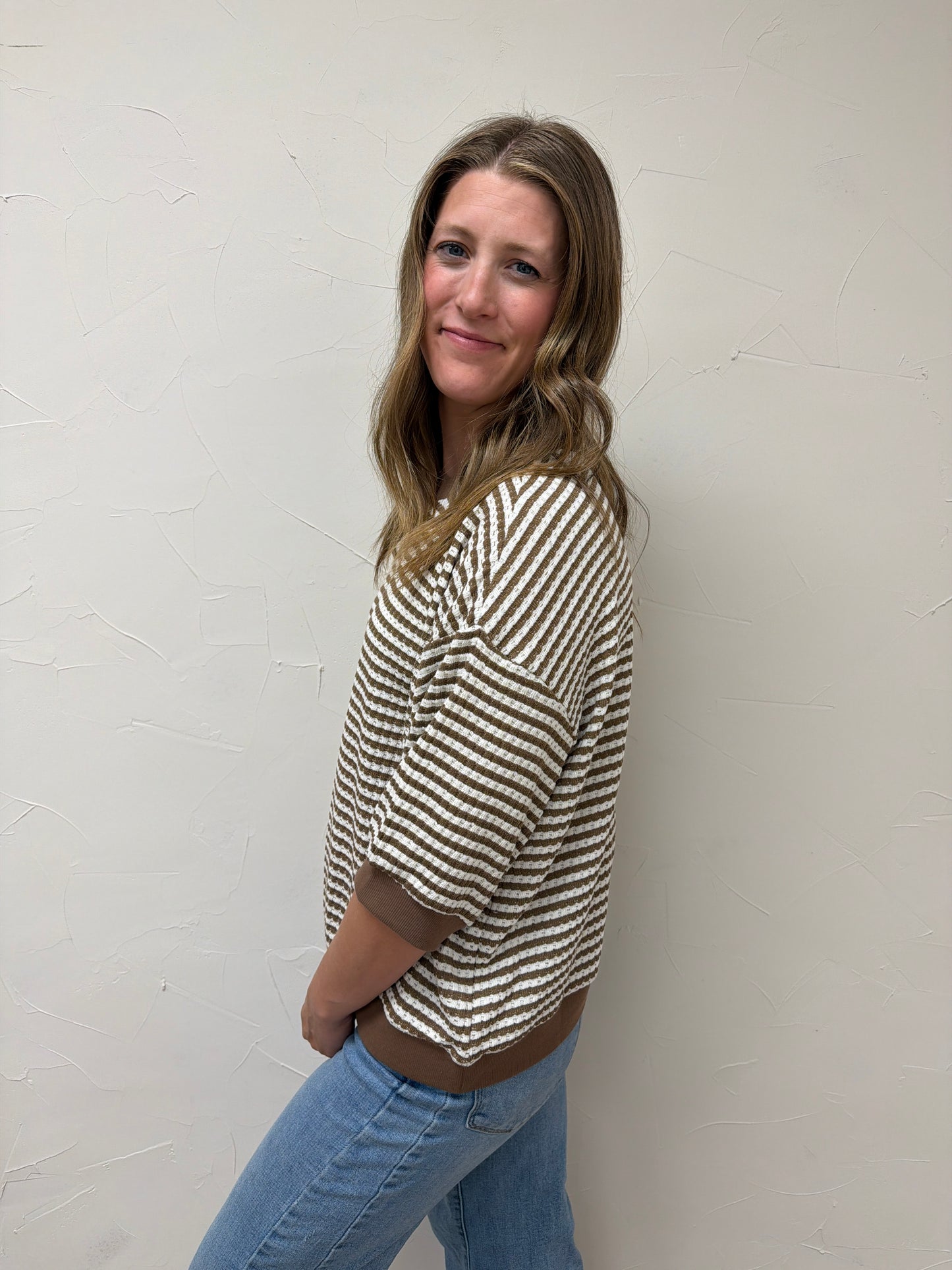 Textured Stripe Knit Top