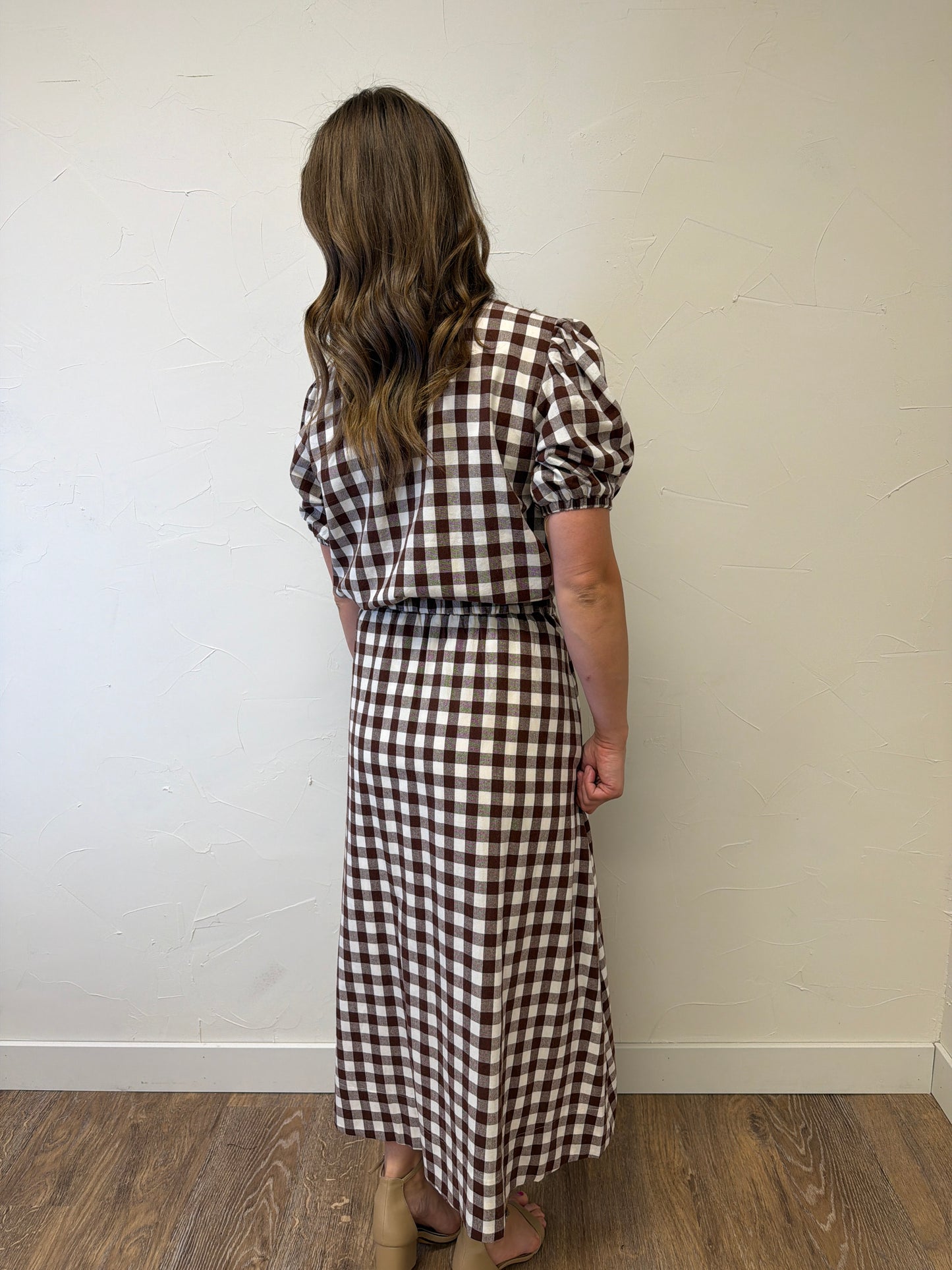 Puff Sleeve Gingham Top