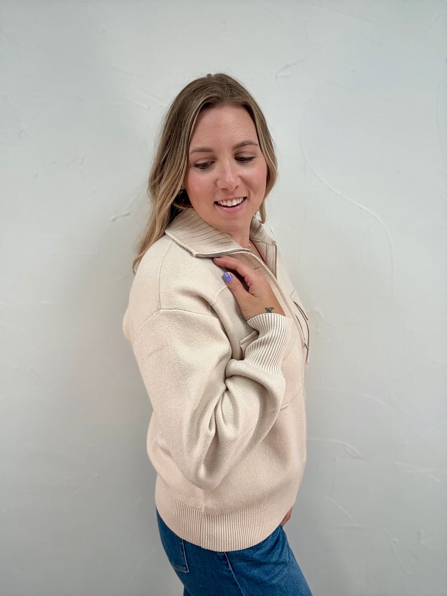 Zippered Cardigan Jacket with pocket