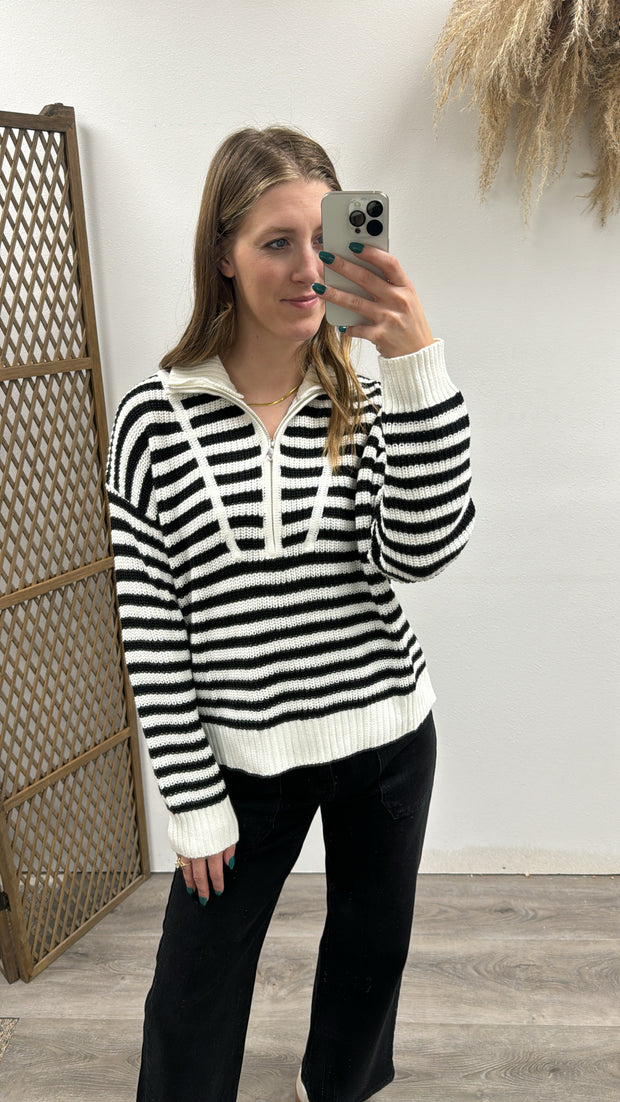 Melody half-zip striped sweater