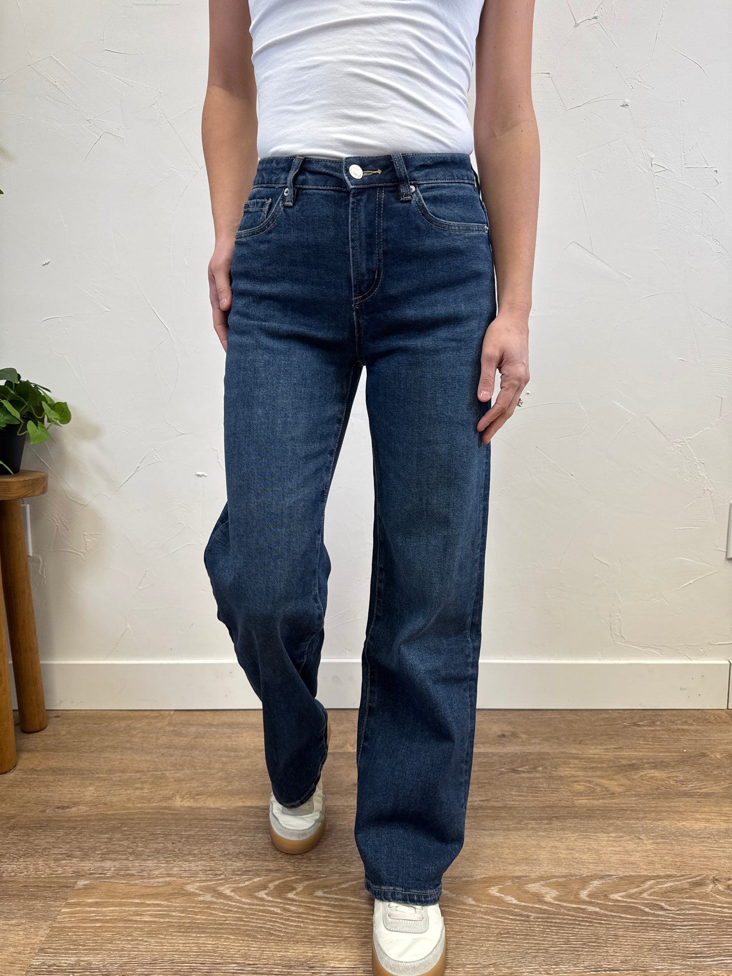 High Rise Loose Fit Straight Leg Mica Denim