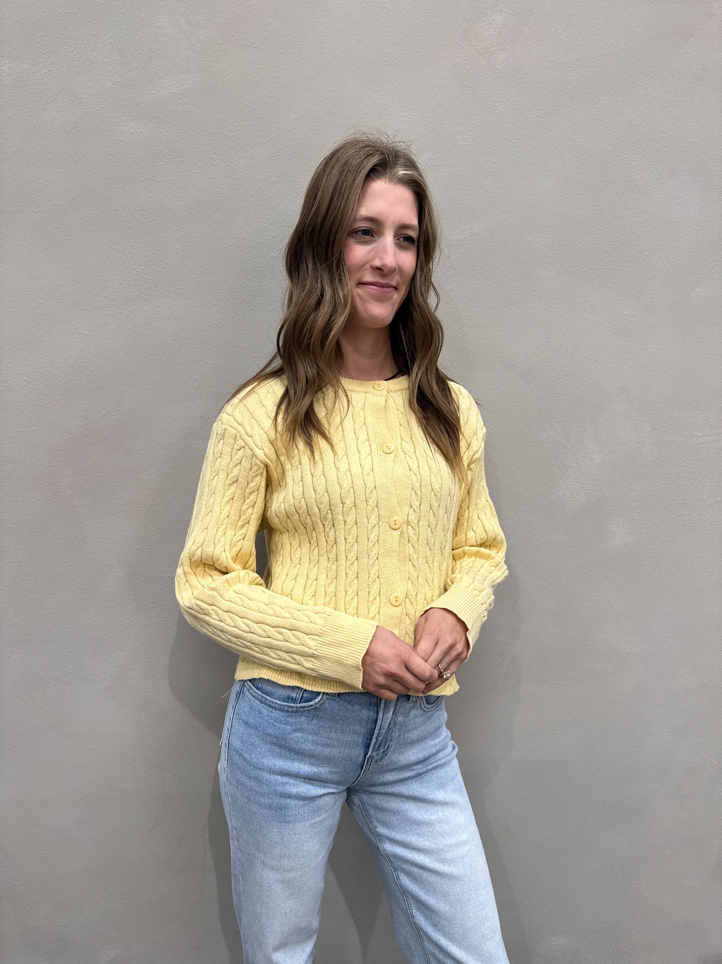 Cable Boxy Sweater Cardigan
