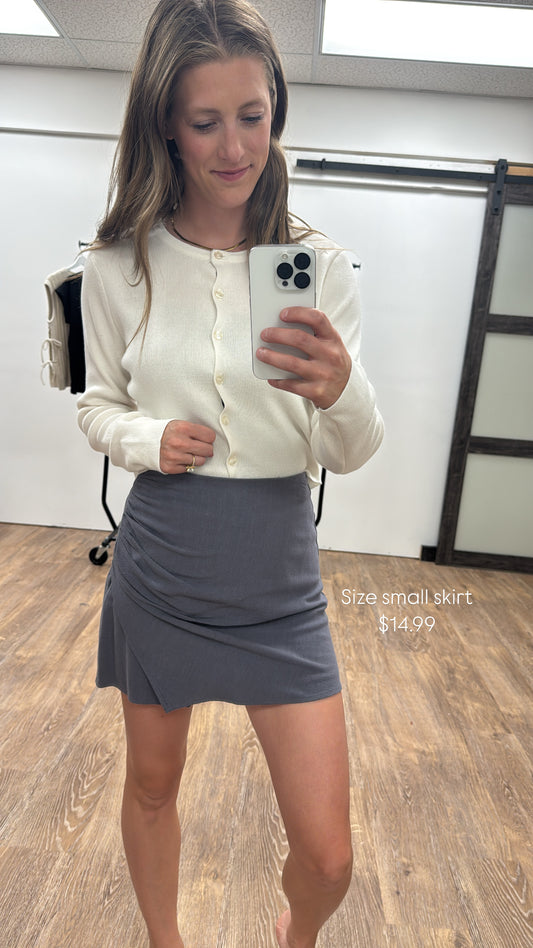 Asymmetrical Front Wrap Skirt with Side Ruched