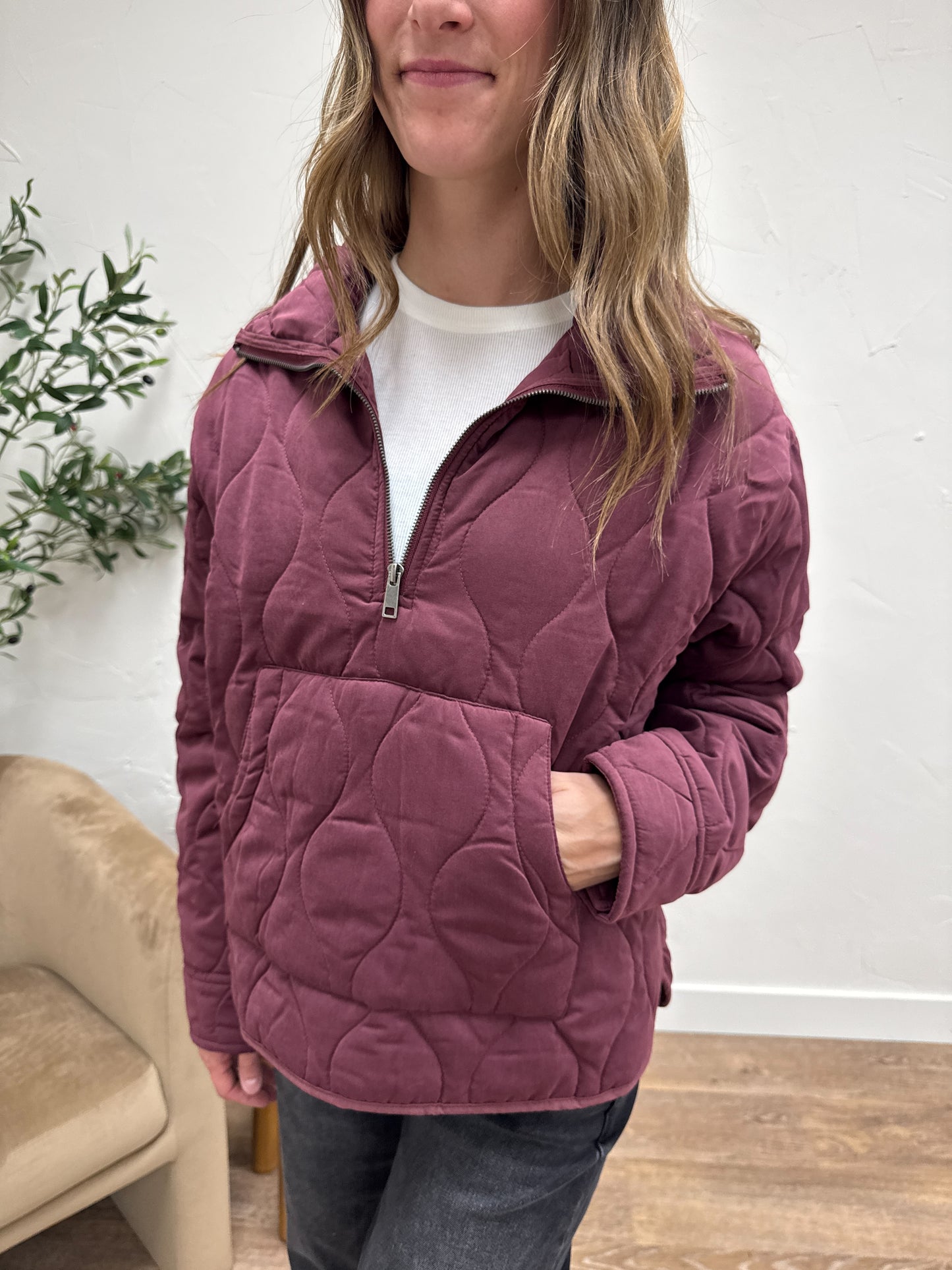 Quilted Pullover Quarter Zip