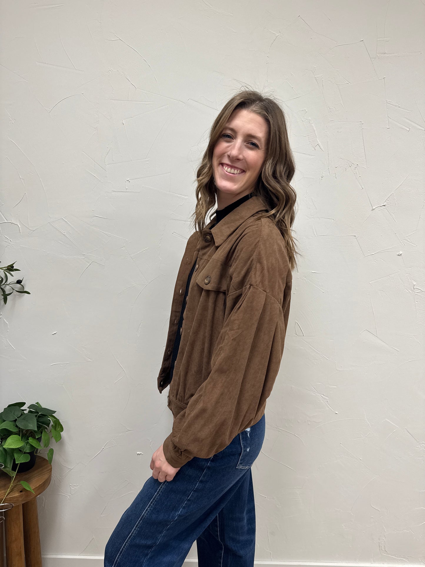 Drop Shoulders Corduroy Jacket