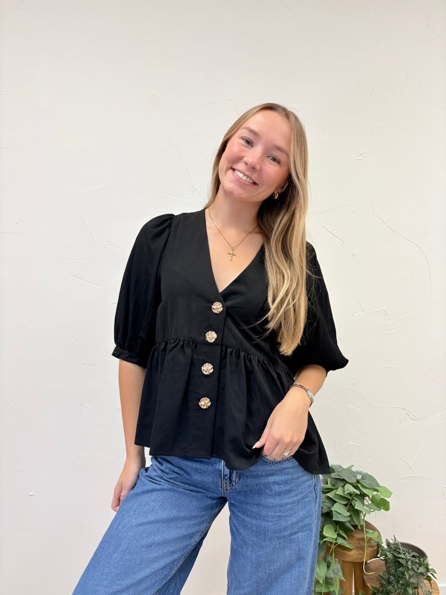 3/4 Sleeve Button Top - Three:Twelve Boutique - Entro