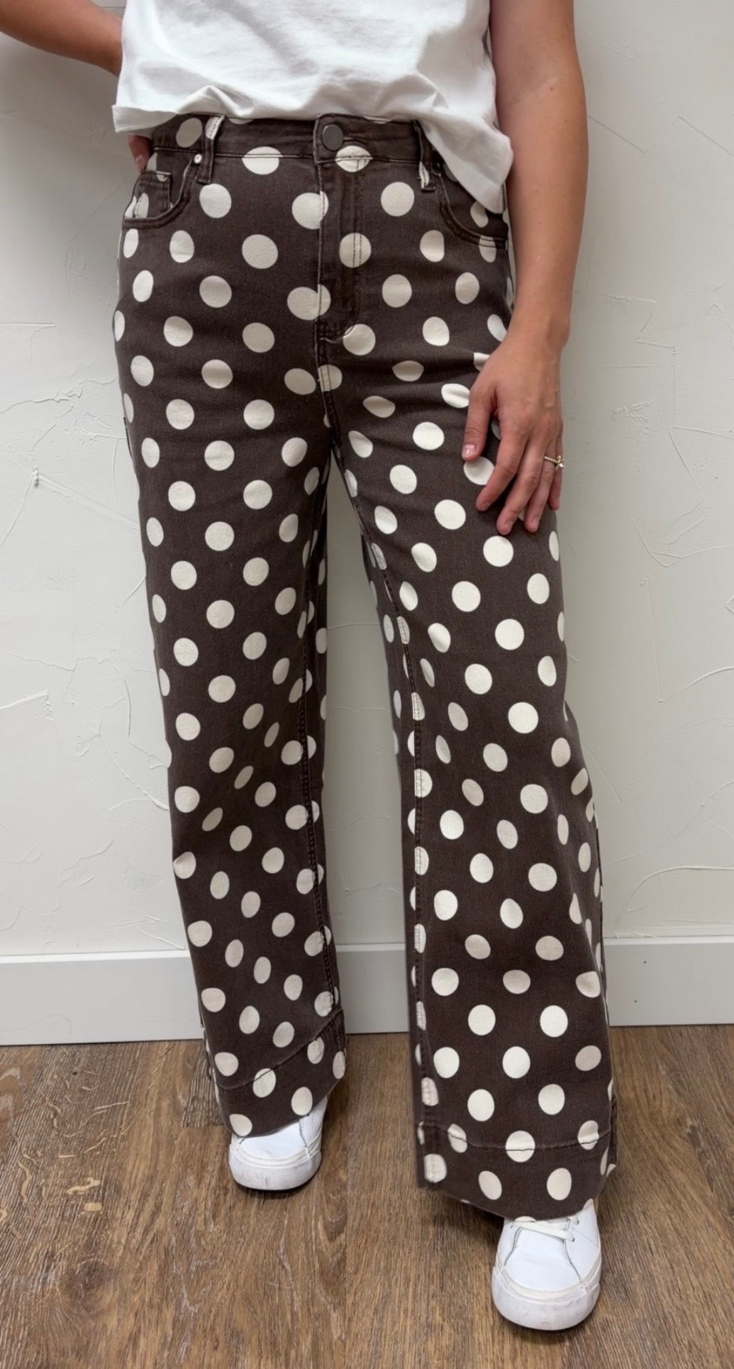 Polka Dot Straight leg Denim Pants