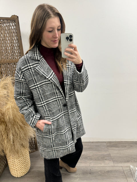 Plaid Coat with Pockets