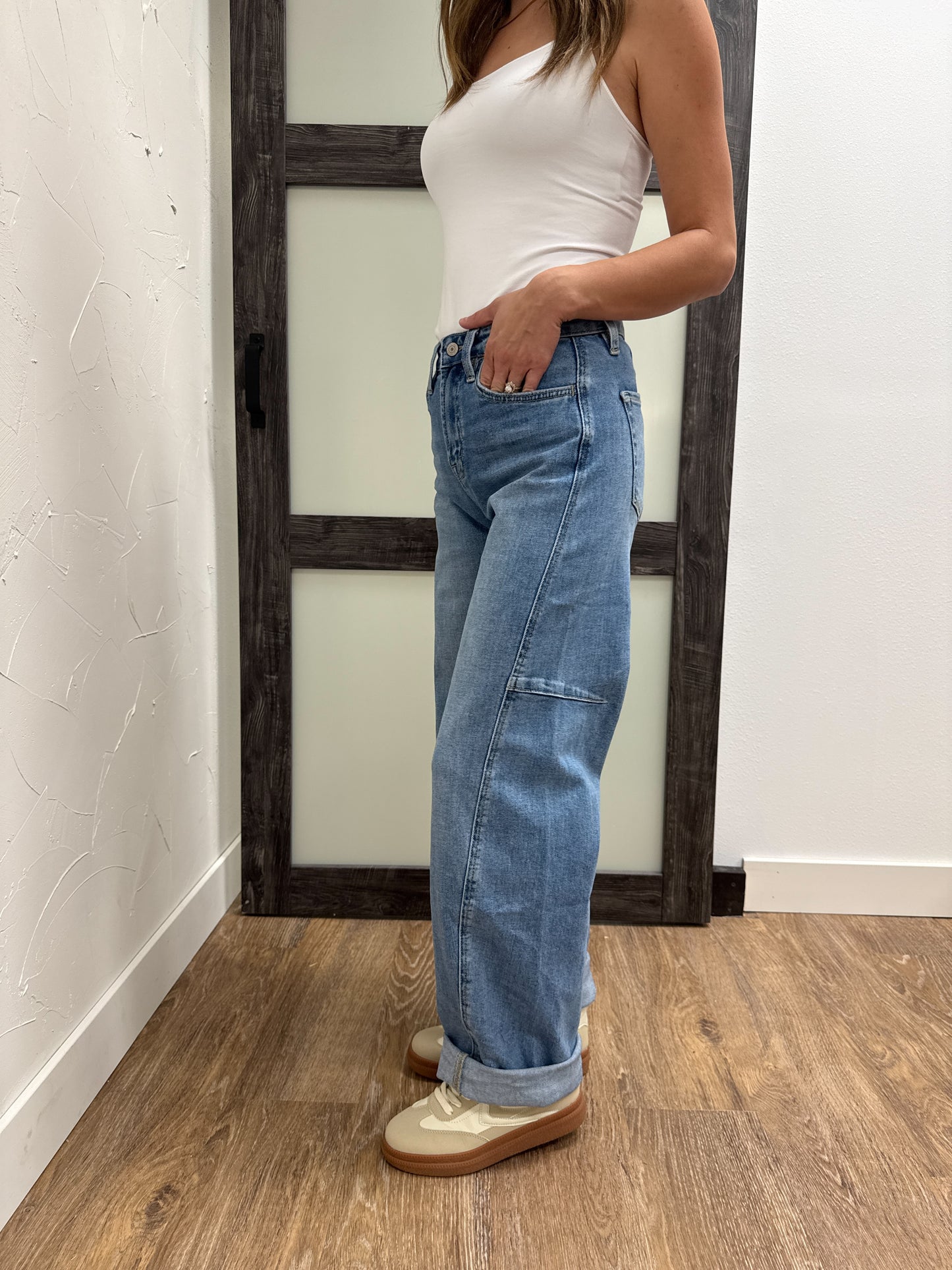 Super High Rise Wide Barrel Vervet Denim