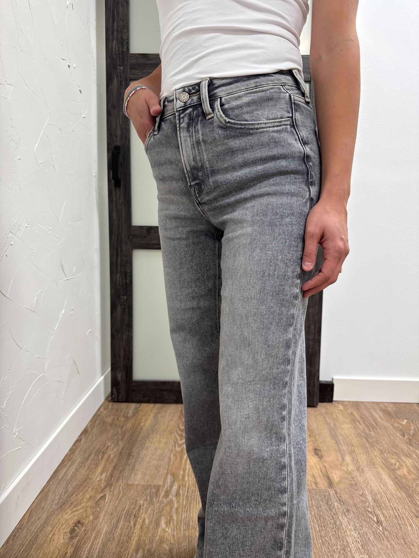 High Rise Full Length Wide Leg Jeans Vervet