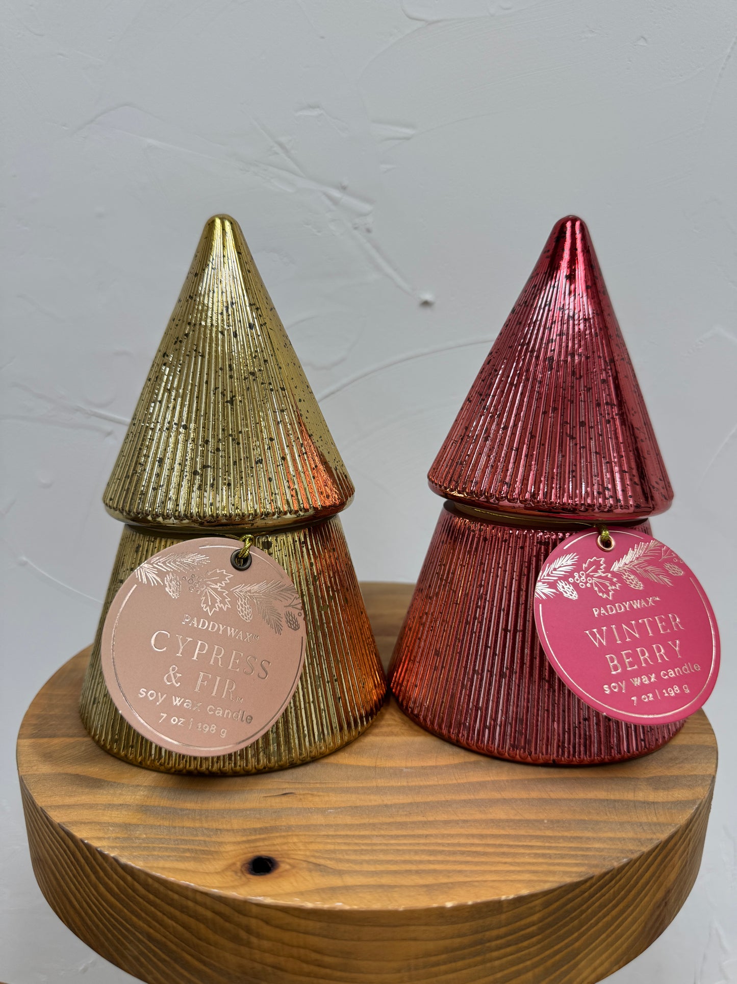 Ribbed Stacked Tree Candle Paddywax Winter Berry