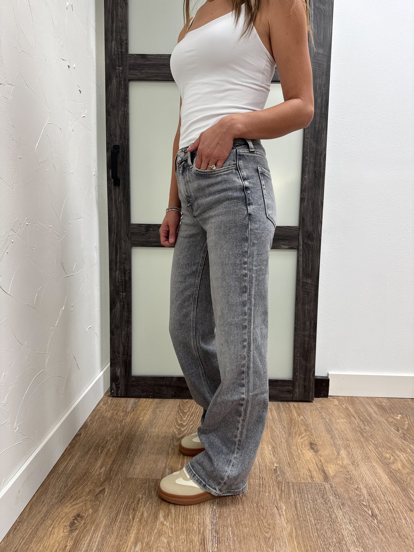 High Rise Full Length Wide Leg Jeans Vervet