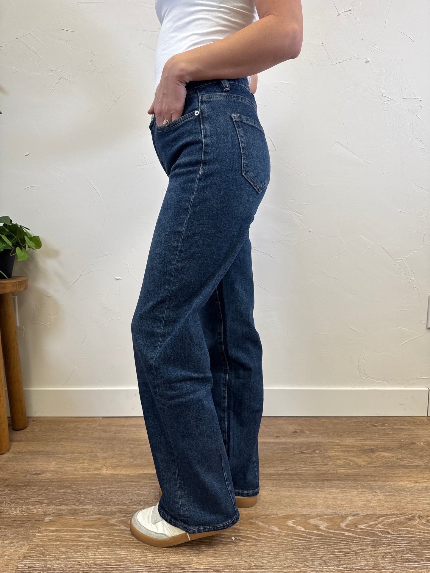 High Rise Loose Fit Straight Leg Mica Denim