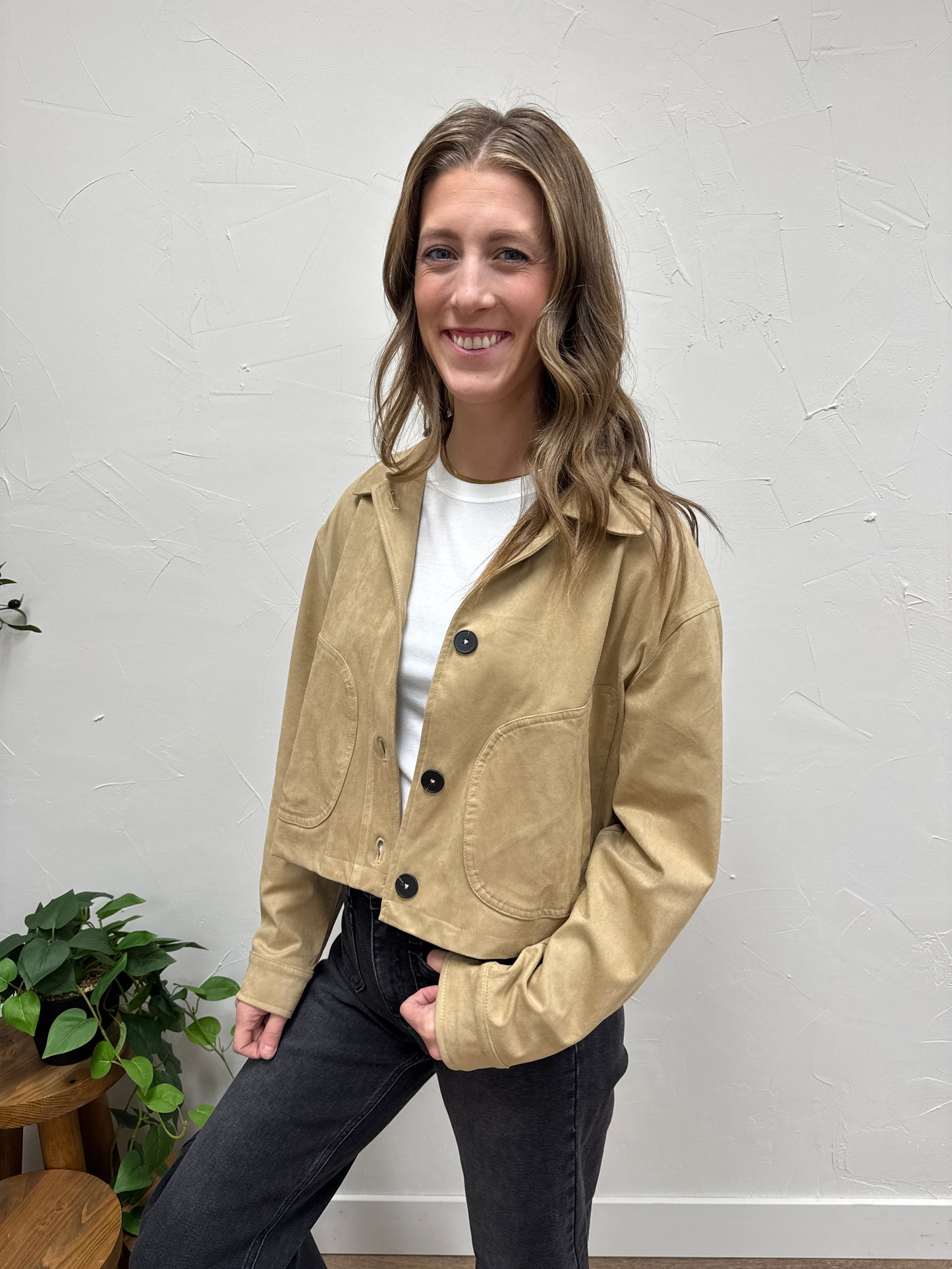 Suede Jacket with Pocket