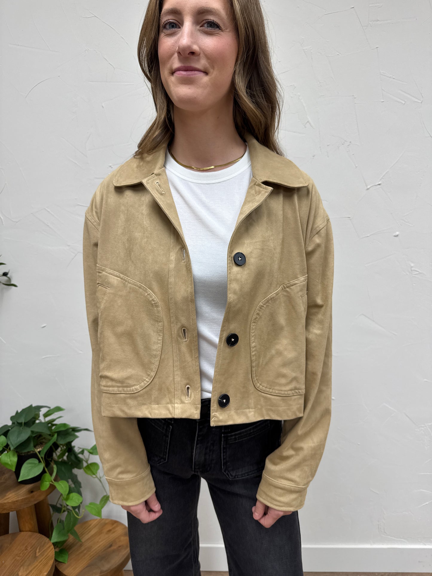 Suede Jacket with Pocket