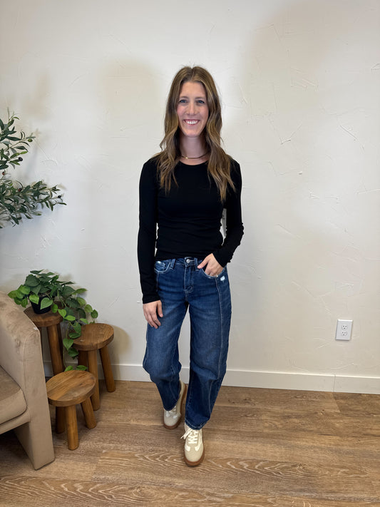 Long Sleeve Micro Ribbed Top