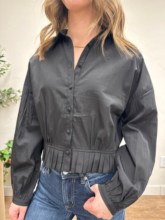 Pleated Hem Raglan Shirt