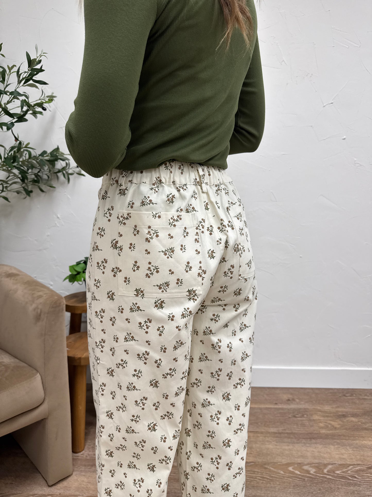 Floral Denim Pants