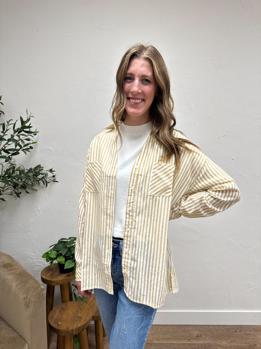 Striped Pattern Button Down Shirt