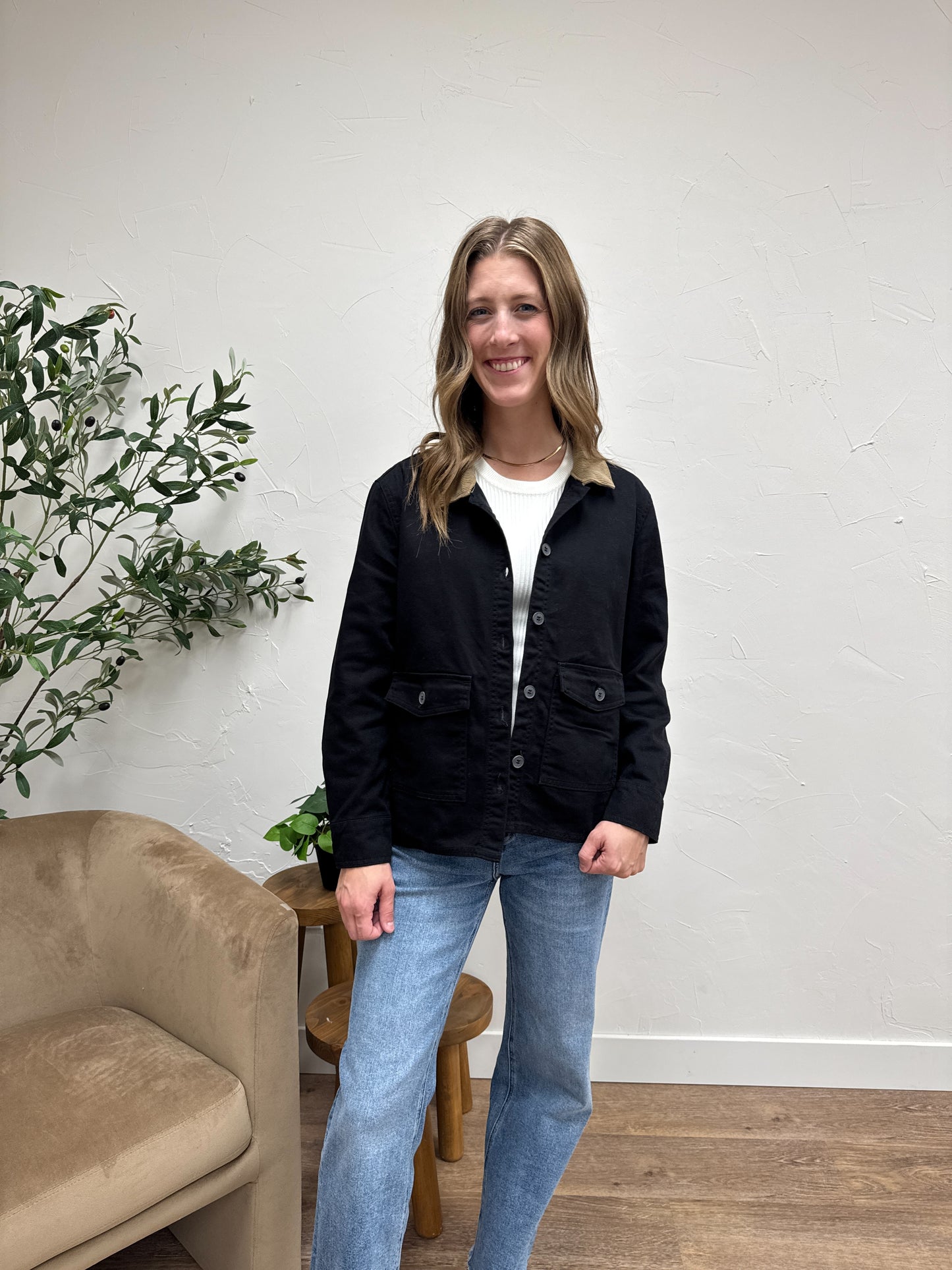 Work Jacket with Corduroy Collar