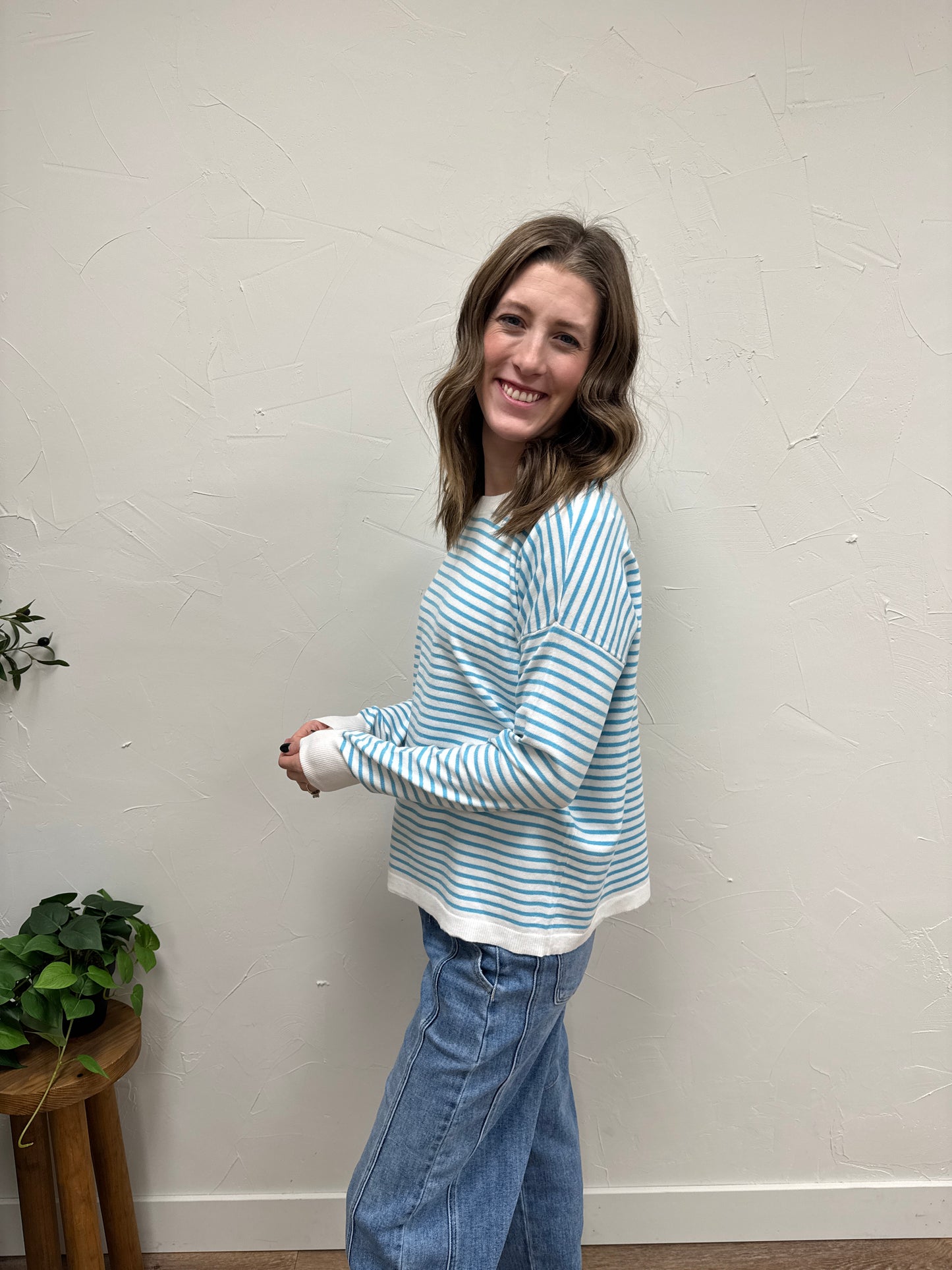 Pullover Striped Crew Neck