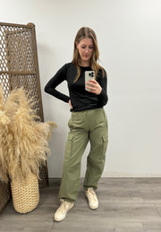 Cargo Pants With Elastic Waist Band