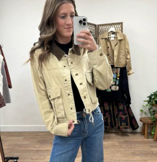 Collar Contrasted Utility Jacket