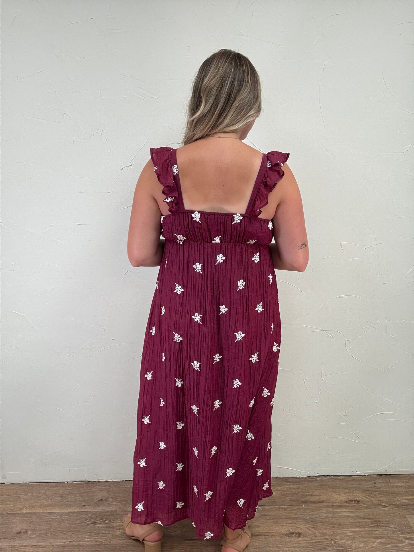 Floral Embroidered Midi Dress