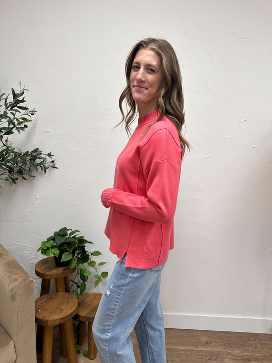 Mock Neck Marled Pullover Sweater