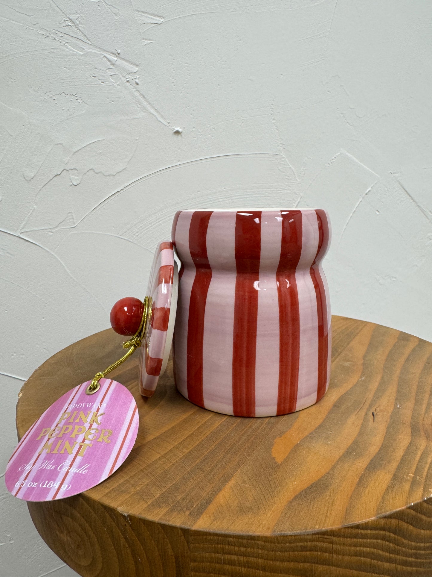 Red/Pink Cabana Paddywax Candle Pink Peppermint