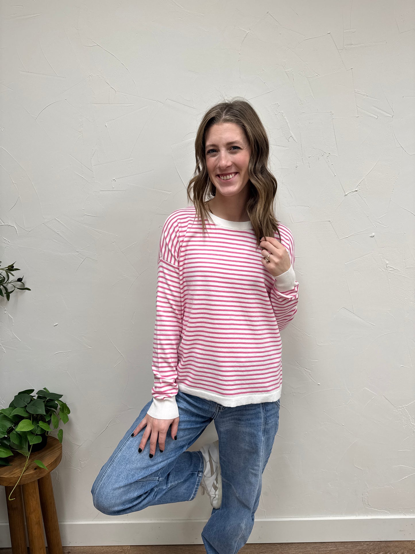 Pullover Striped Crew Neck