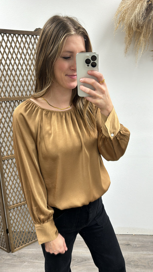 Elastic Shirring Bubble Hem Blouse