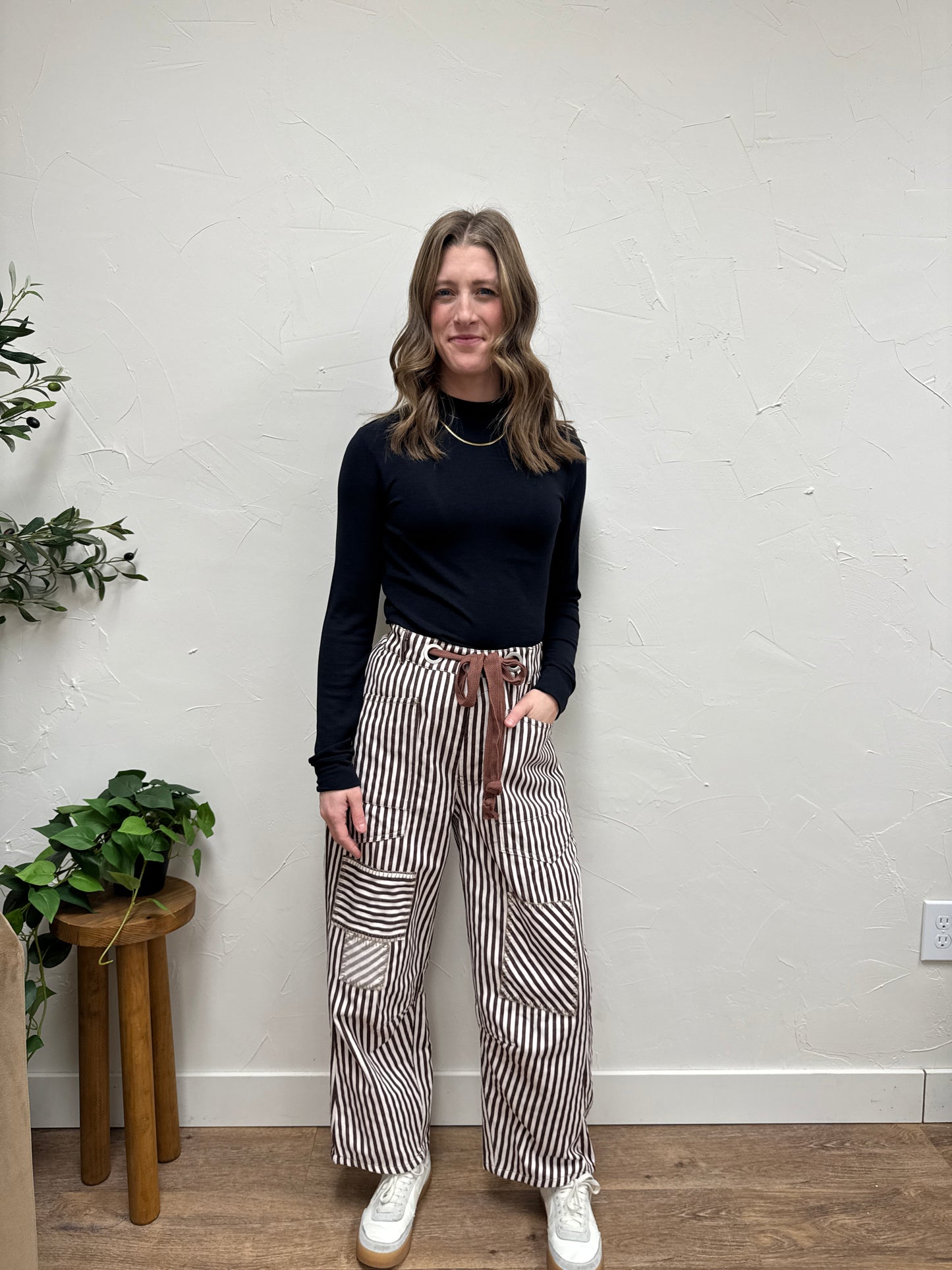 Striped Drawstring Barrel Pant