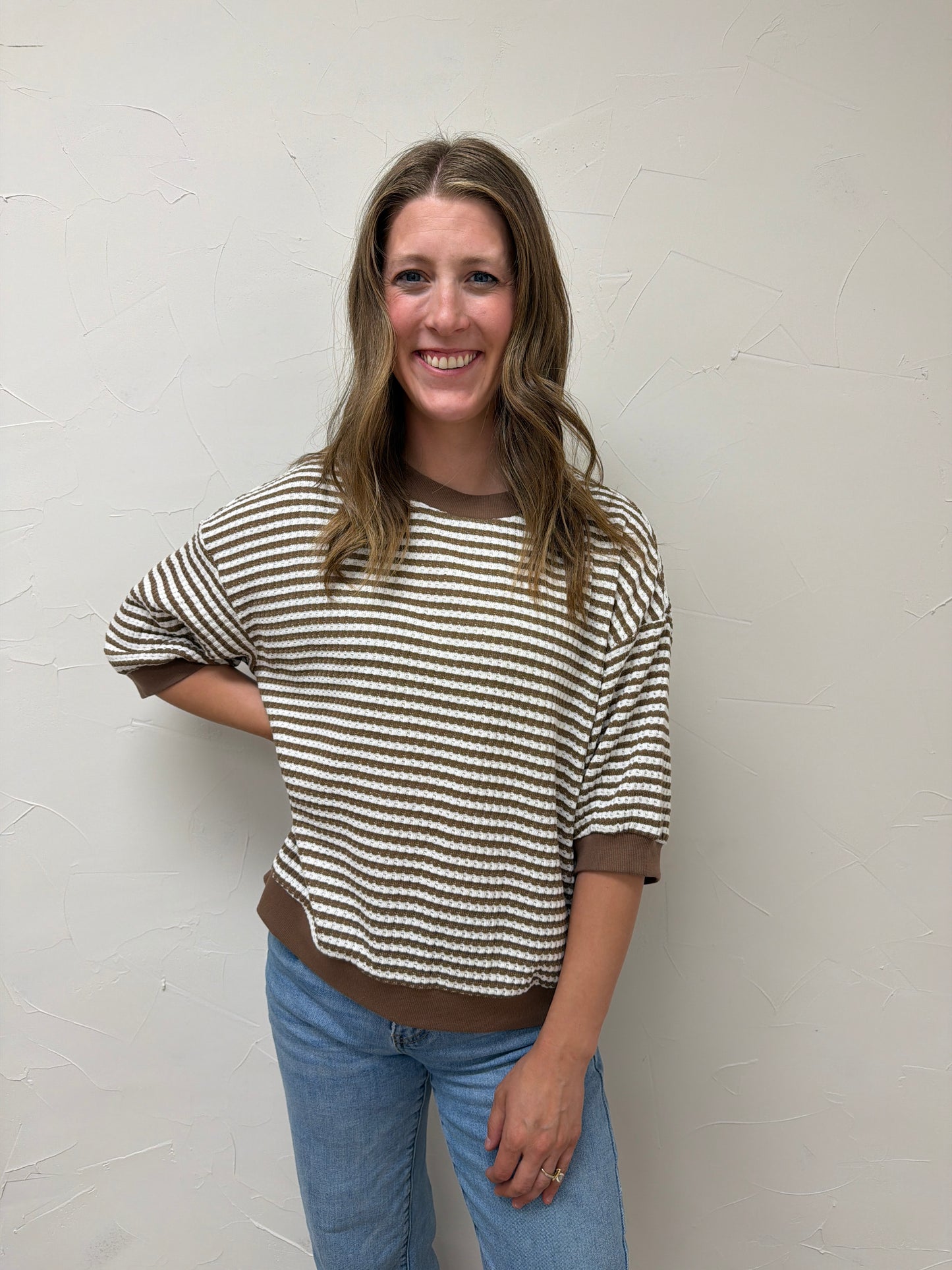 Textured Stripe Knit Top