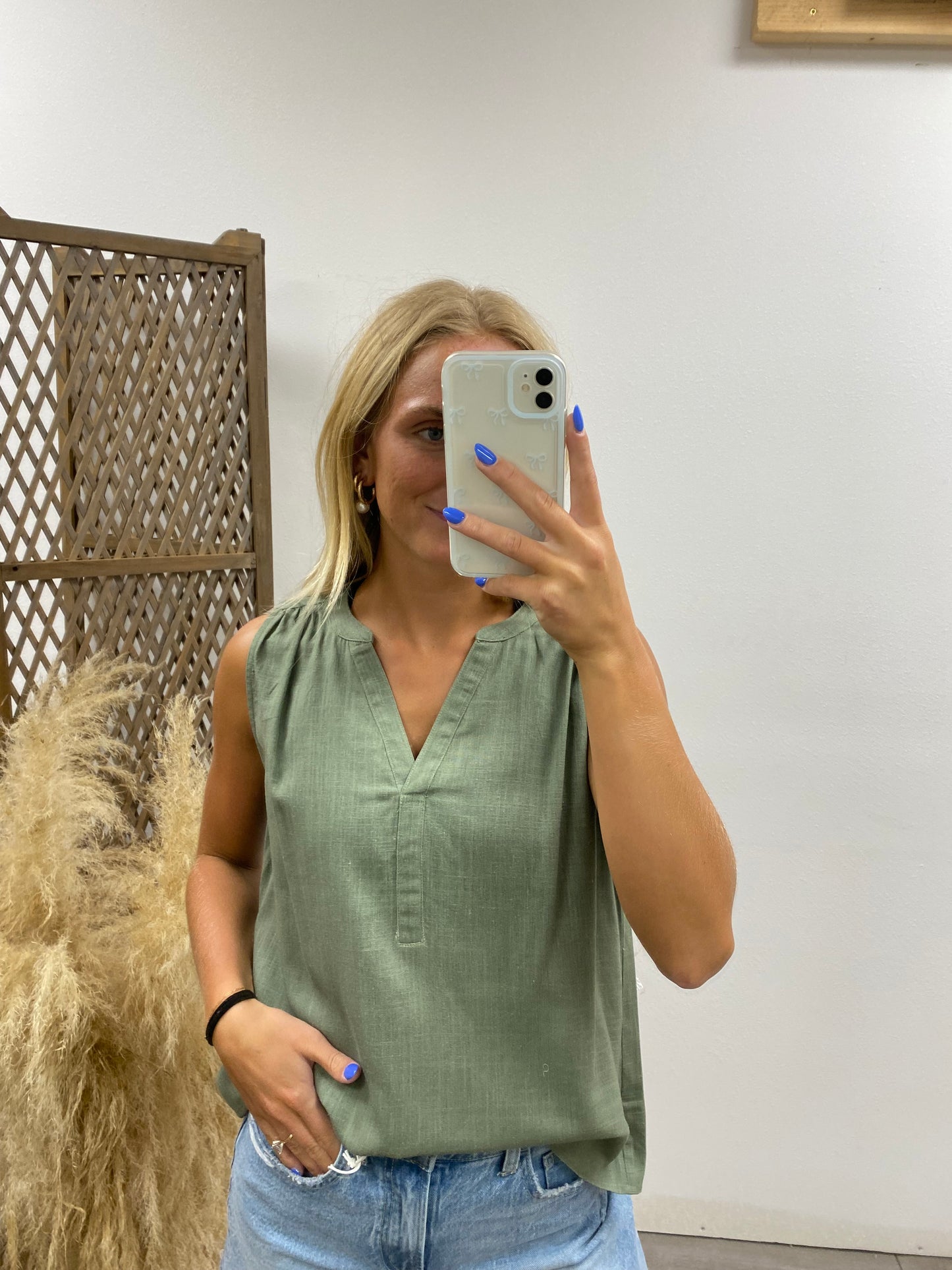 Linen Blend Tank Top