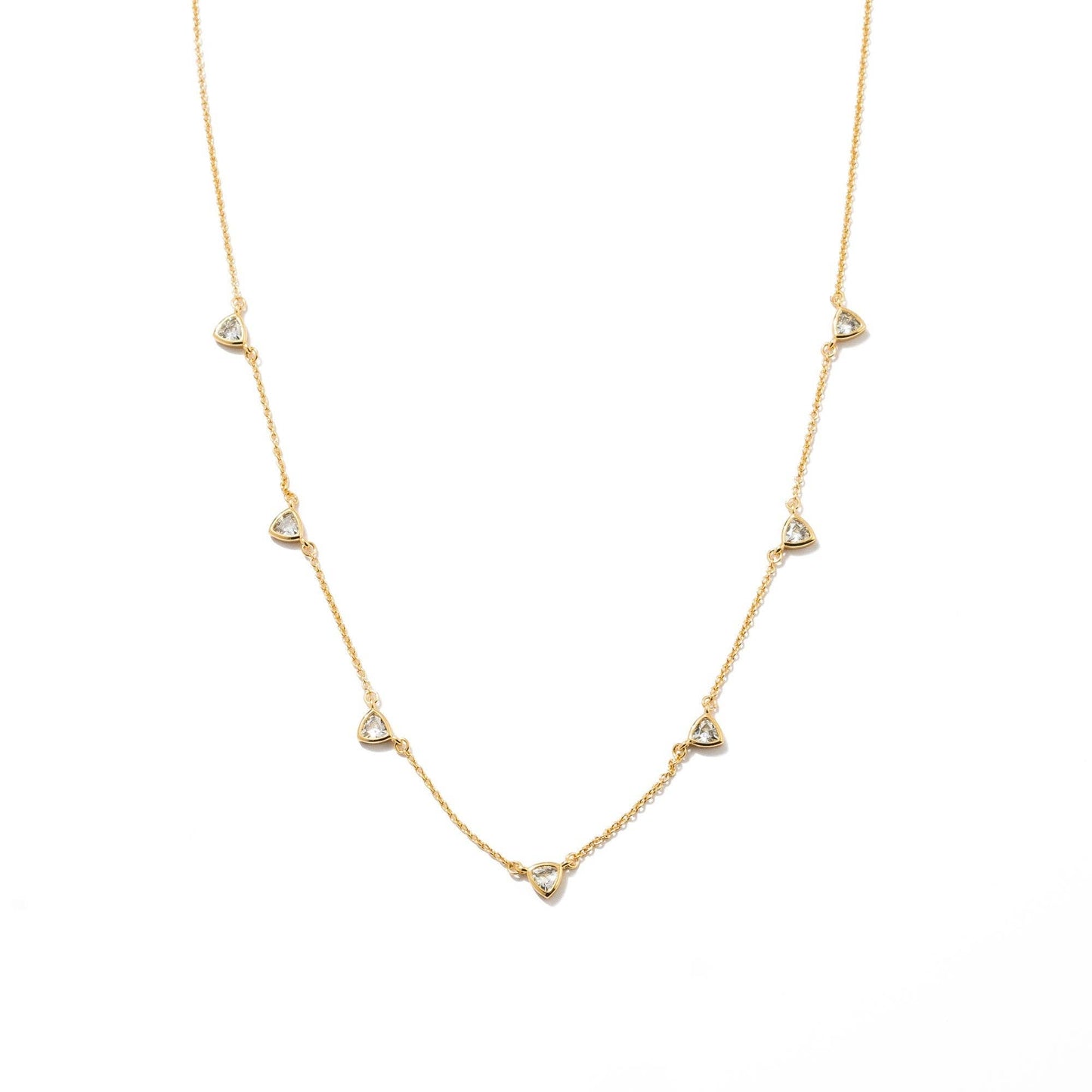 18K Gold Triangle Drop Necklace: Silver
