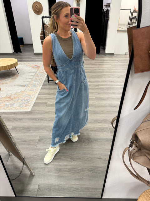 Mineral Washed Maxi Dress Denim