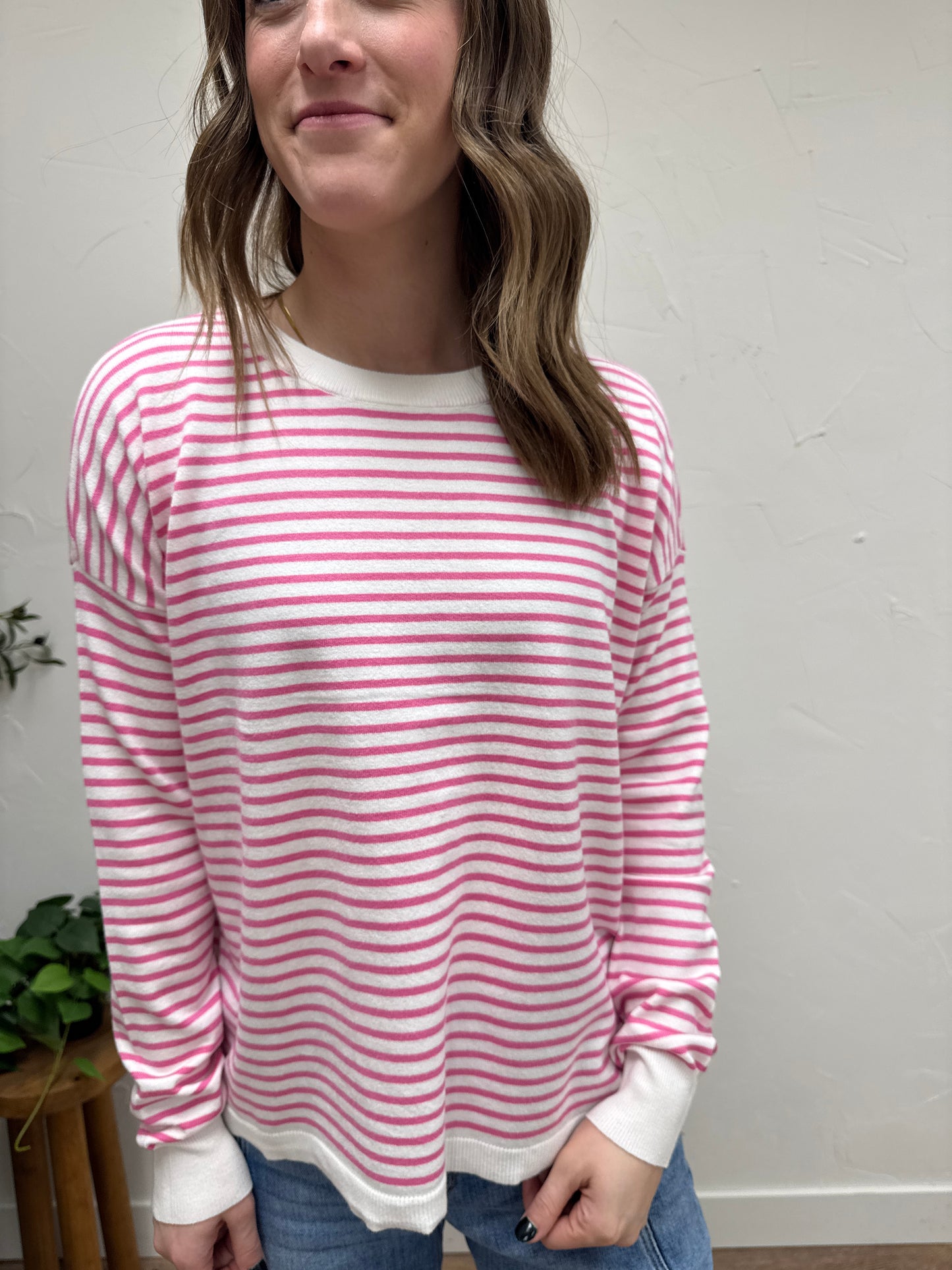 Pullover Striped Crew Neck