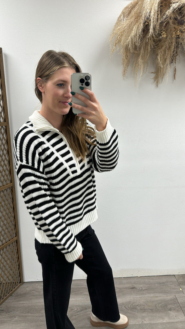 Melody half-zip striped sweater