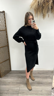 Sweater Midi Dress with Belt