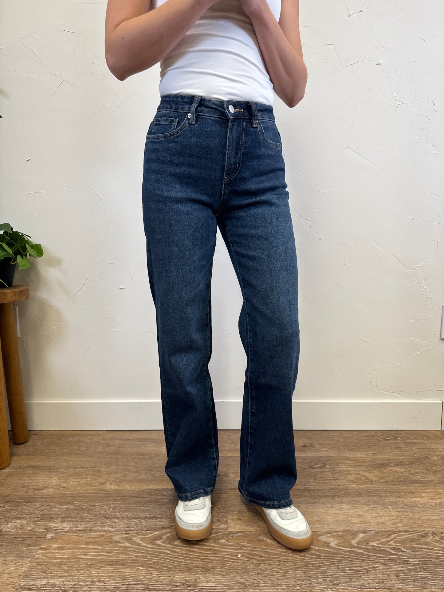 High Rise Loose Fit Straight Leg Mica Denim