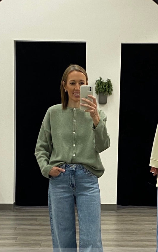 Crew Neck Button Cardigan
