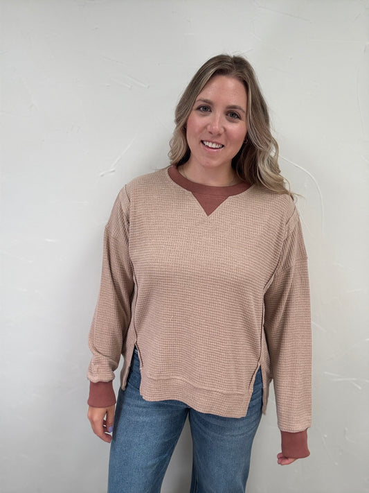 Brushed Thermal Crew Neck Oversized Pullover