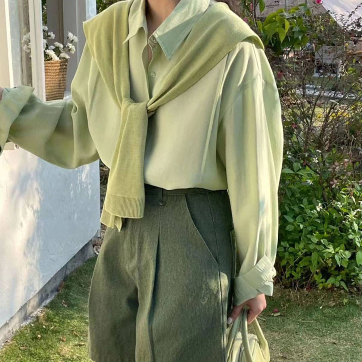 Solid Color Knitted Knotted Shawl–Casual & Cozy _CWASC0757: Beige