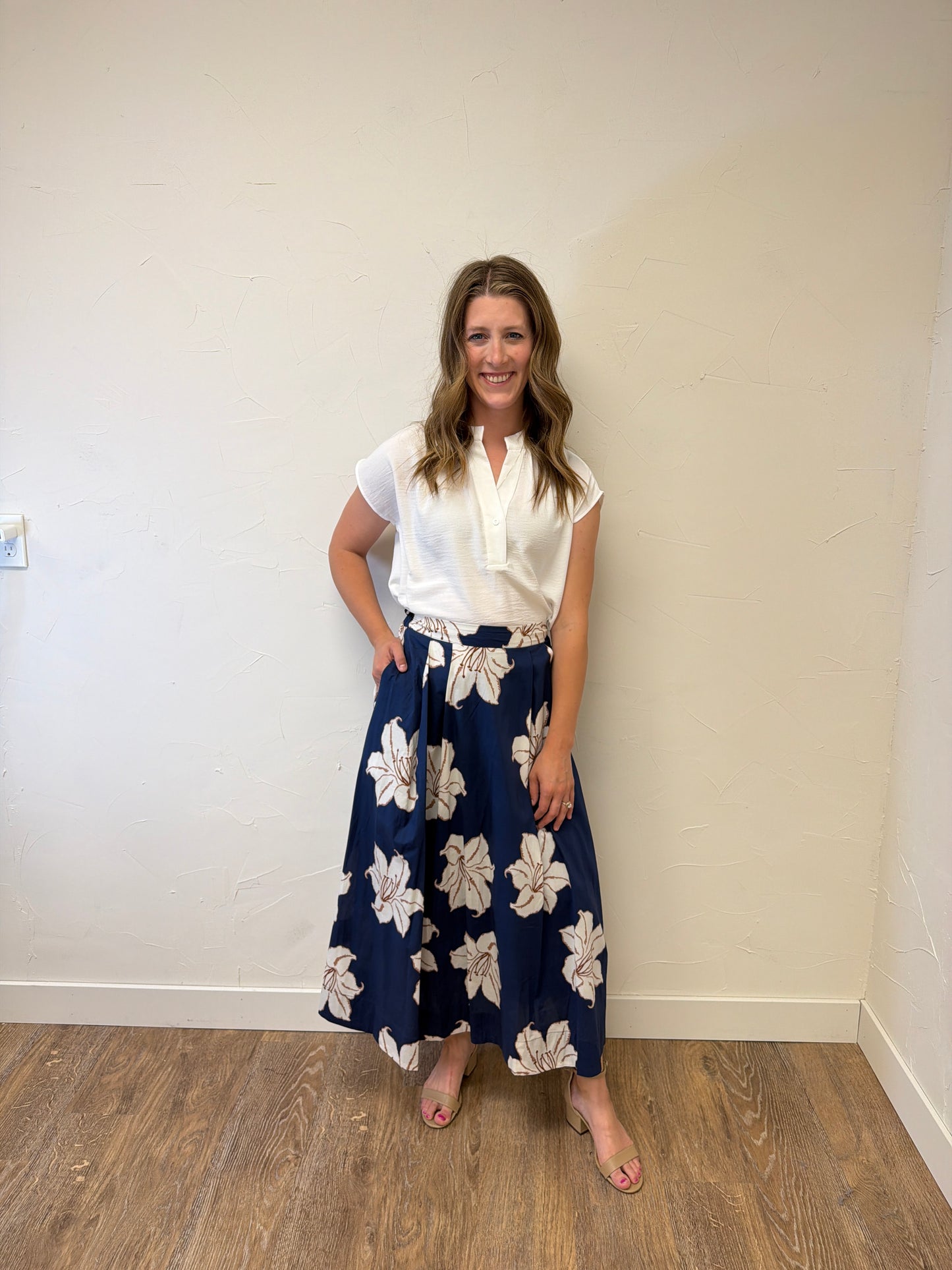 Floral Print Midi Skirt