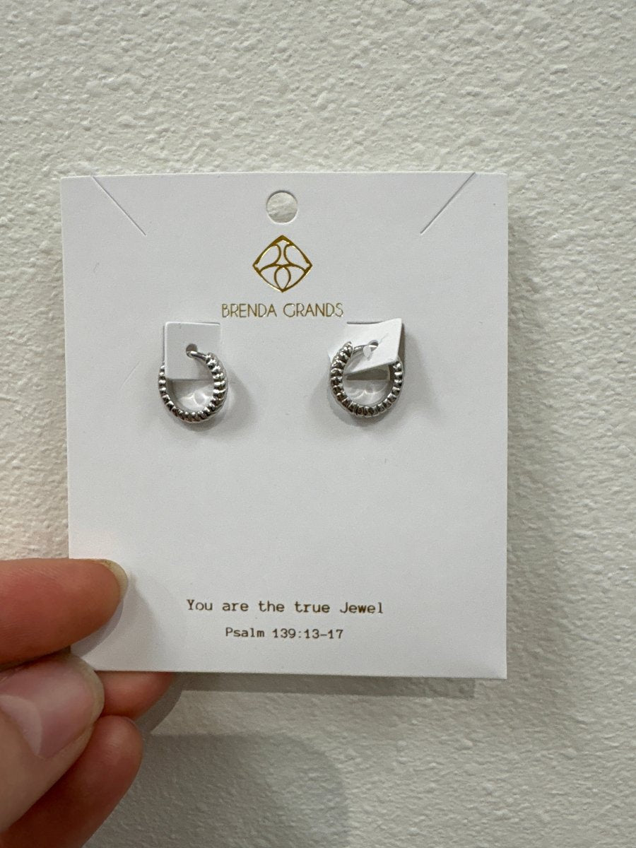 577 Silver Twisted Huggies - Three:Twelve Boutique - Three:Twelve