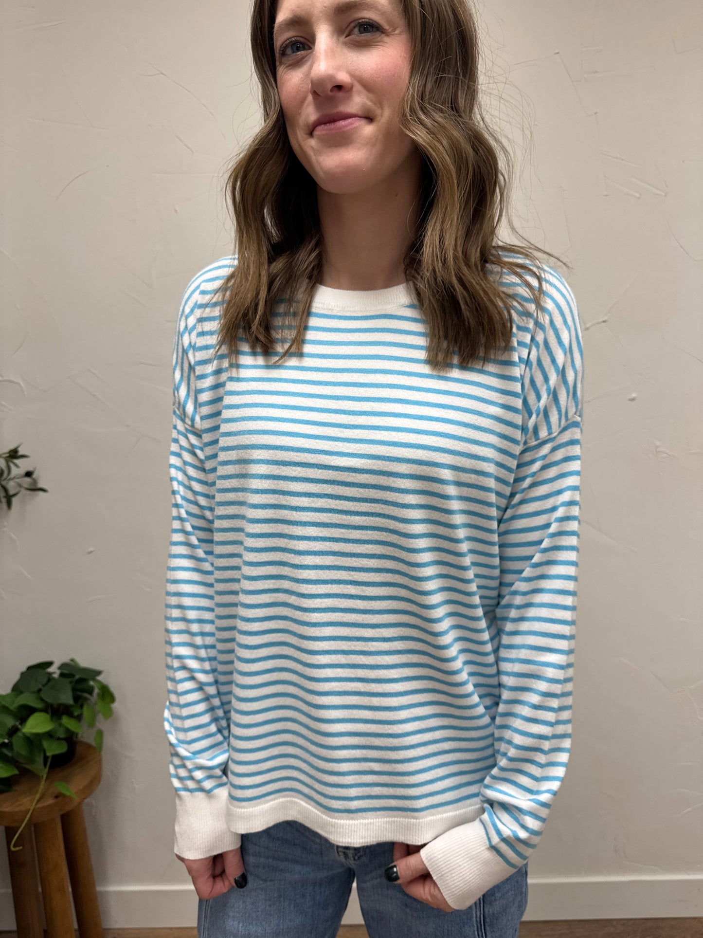 Pullover Striped Crew Neck