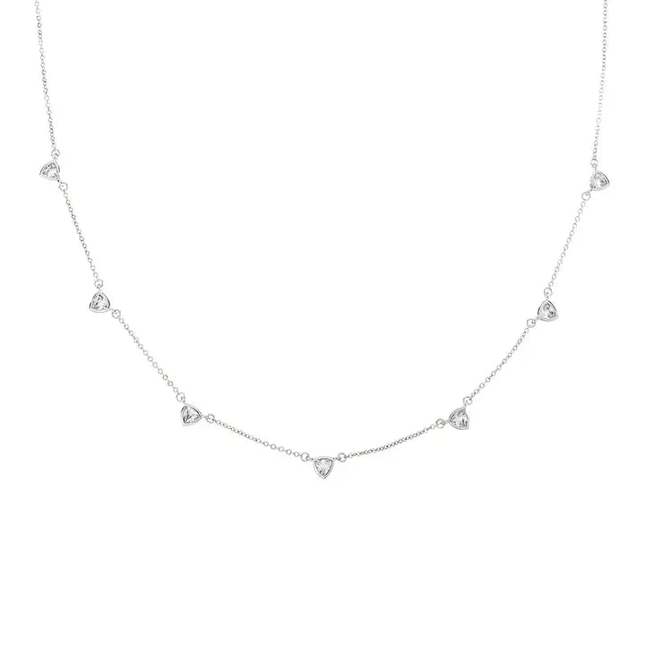 18K Gold Triangle Drop Necklace: Silver