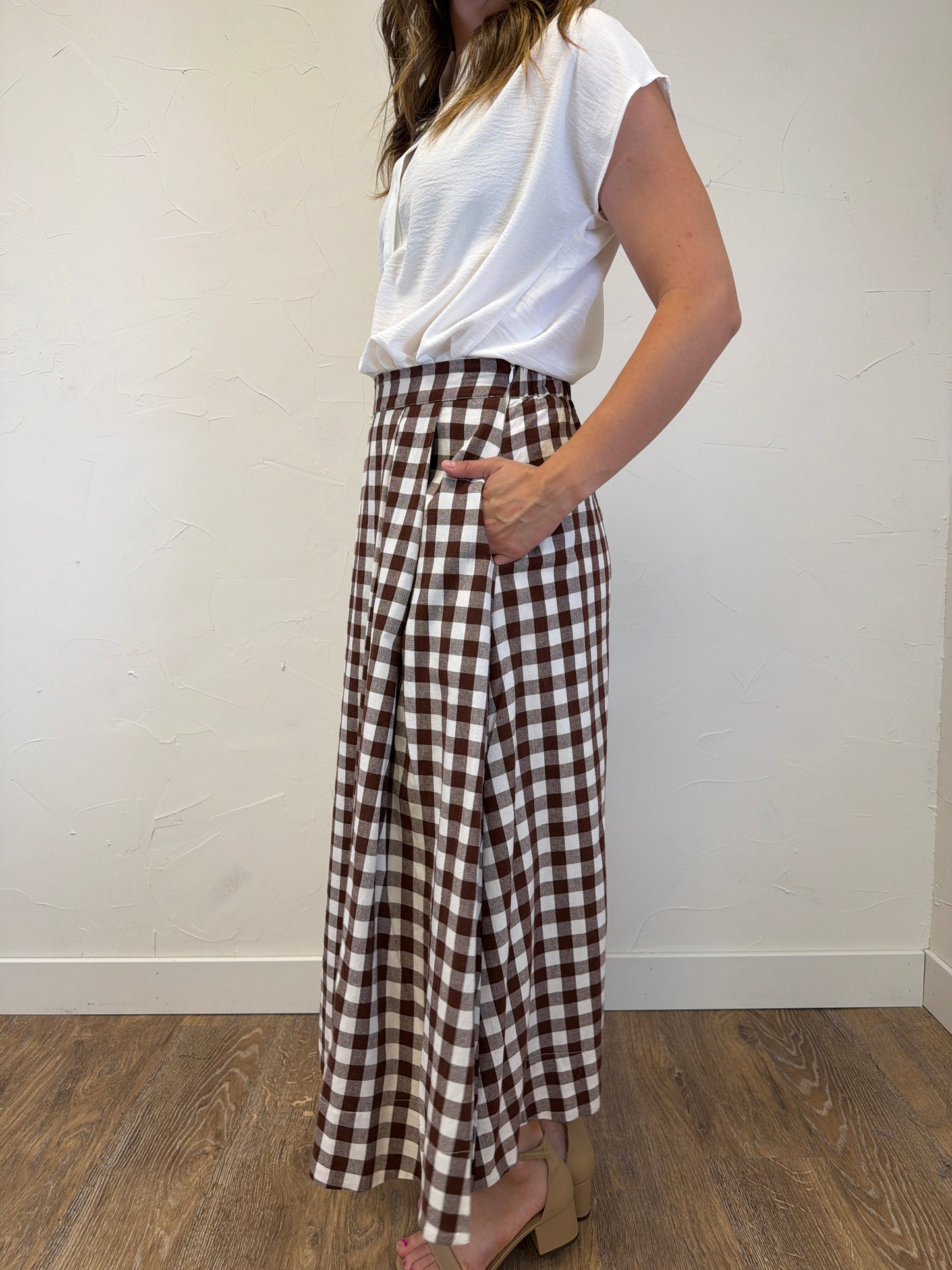Gingham Checkered Midi Skirt